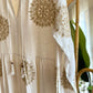 Off White Boho Dress With Golden Threads Embroidery & Tassels