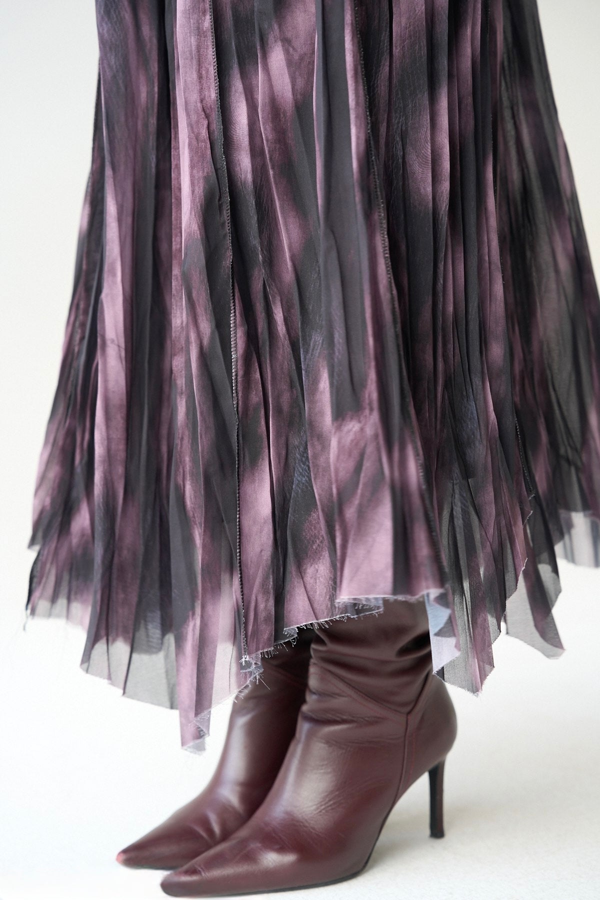 Marble Plum Asymmetrical Chiffon Skirt