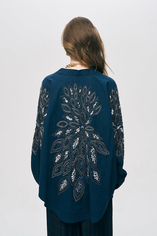 Navy Sequins Kimono