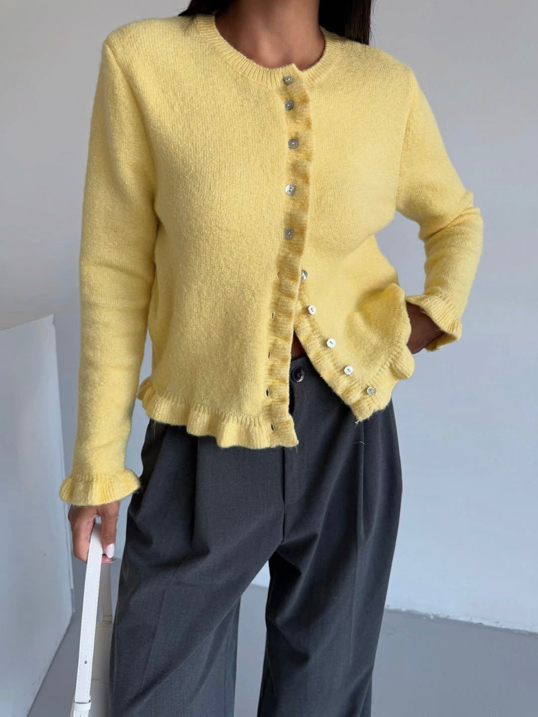Yellow Ruffled Cardigan
