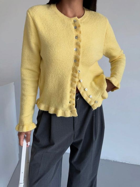 Yellow Ruffled Cardigan