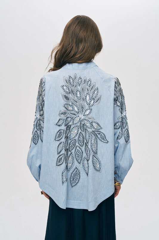 Baby Blue Sequins Kimono