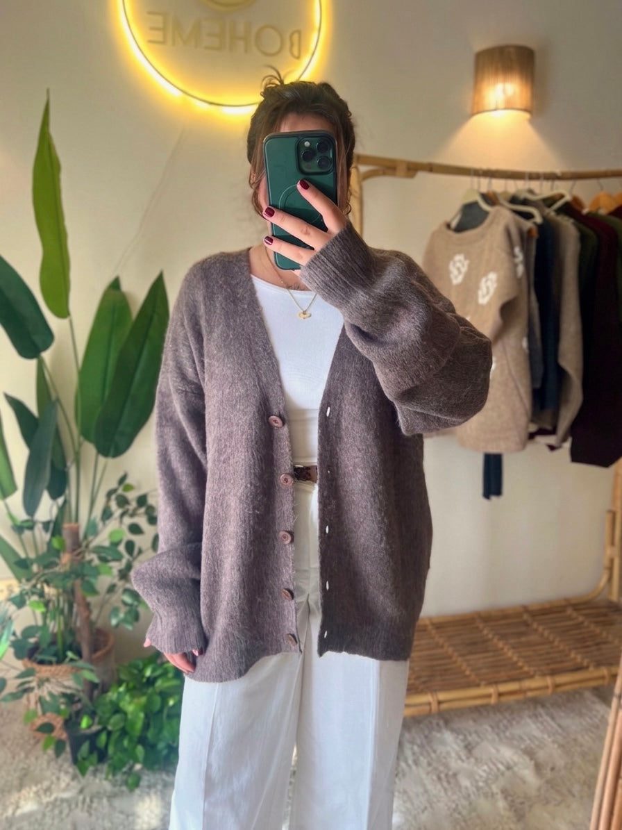 Cafe Mohair Cardigan With Buttons