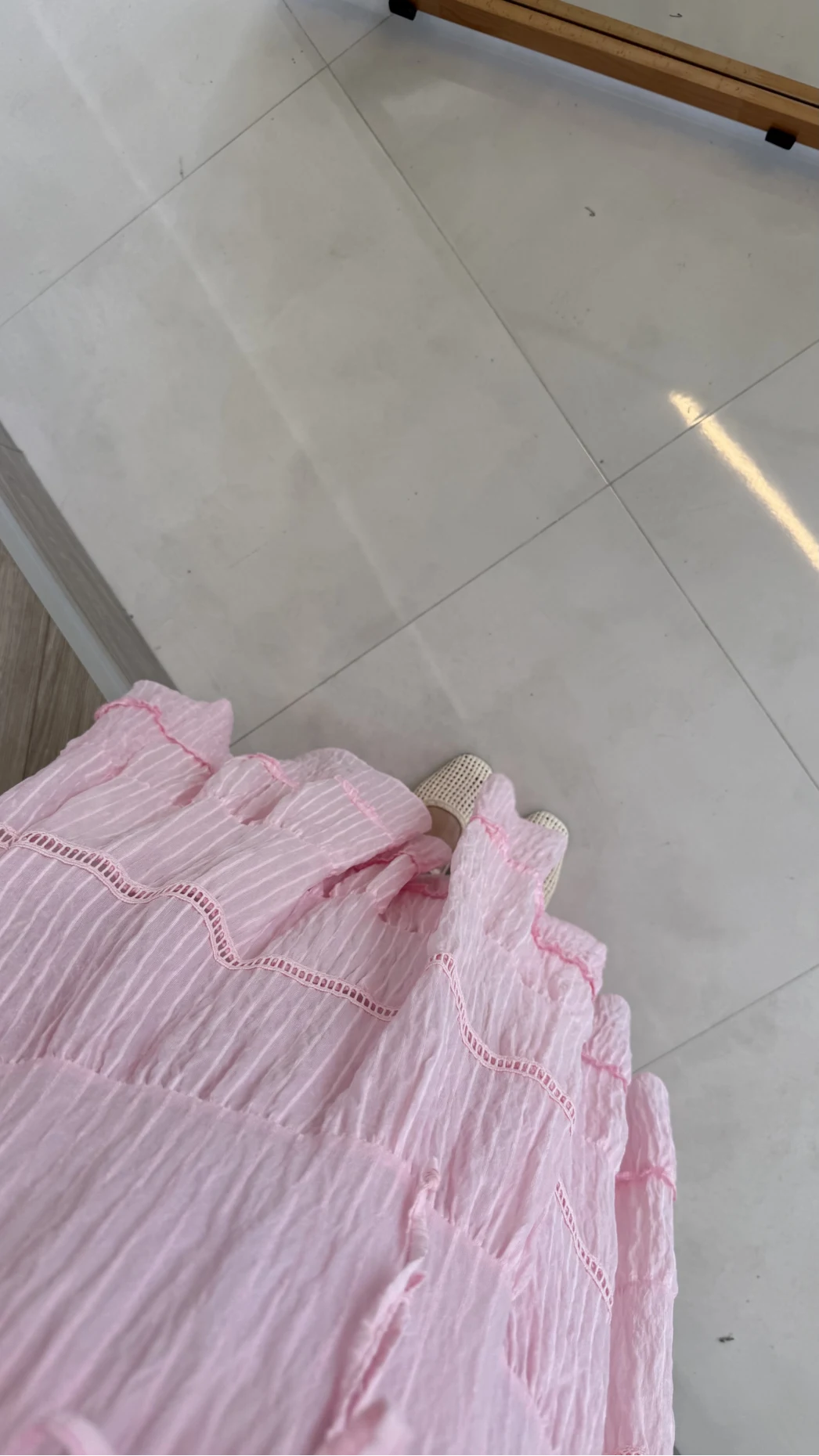 Pink Stripy Flowy Skirt