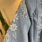Light Blue Denim Embroidered Floral Kimono