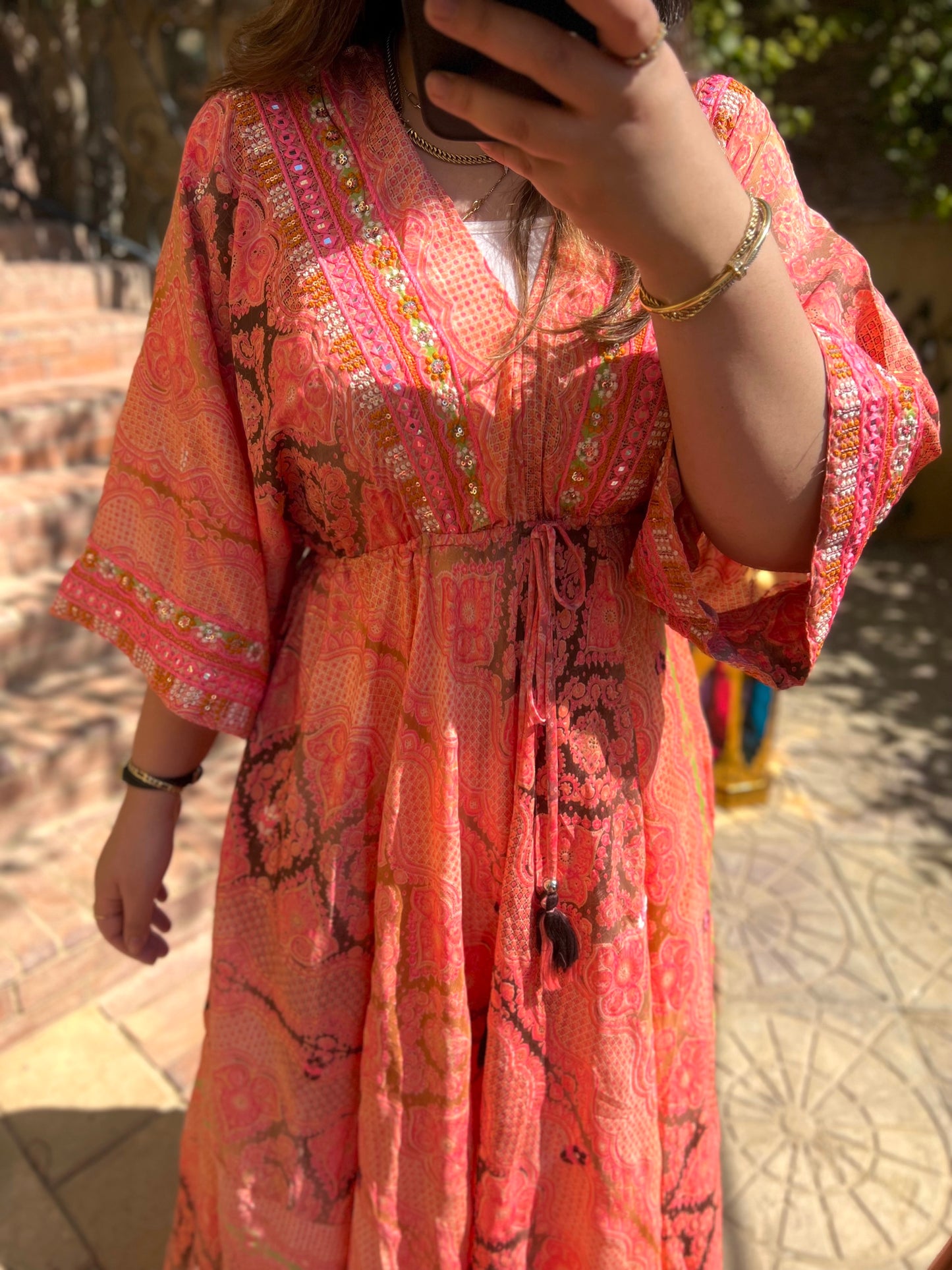 The Moroccan Orange Embroidered Dress