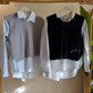 Black Vest With Ties + Striped Black Cotton Shirt (2-Piece)