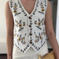 Linen Floral Yellow Embroidered Vest