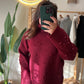 Burgundy Pearl Pompom Pullover