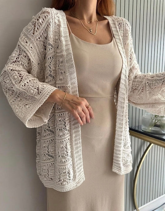Off White Crochet Kimono