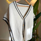 Cream Stripped Black Vest With Golden Buttons