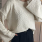 Off White Round Neck Stitch Pullover