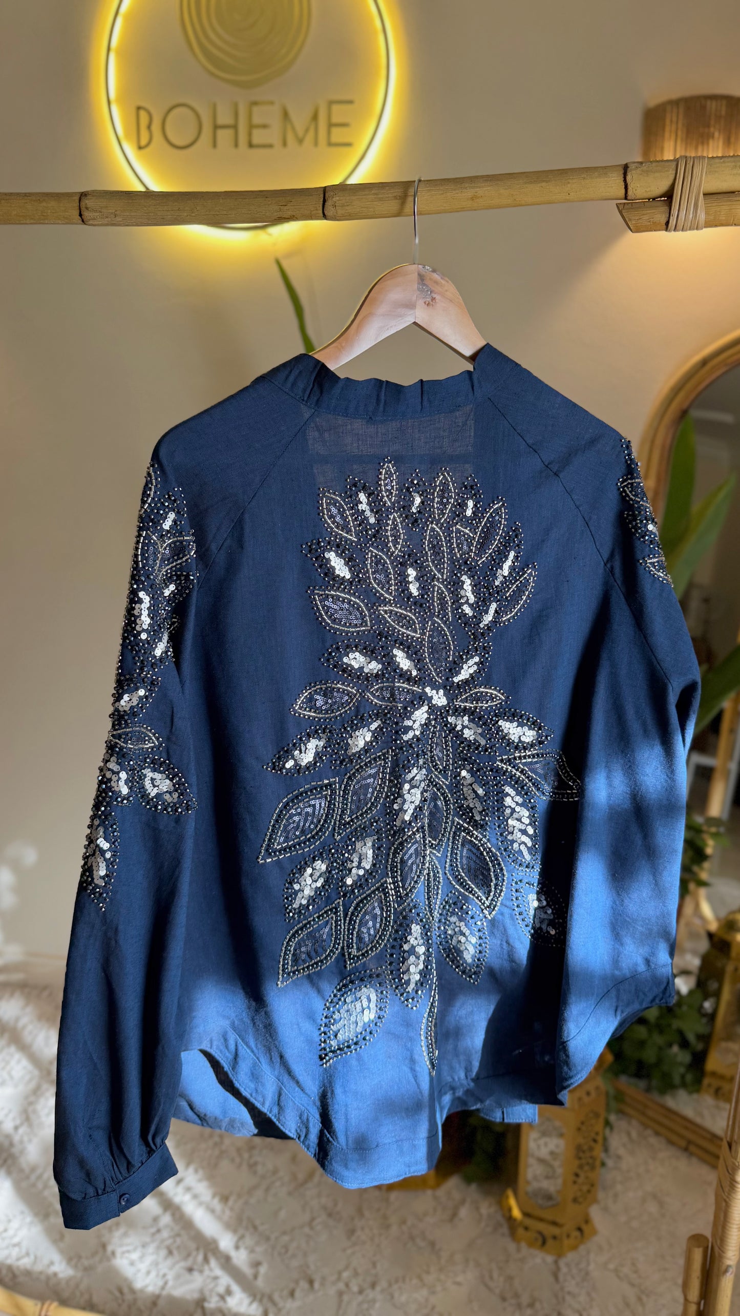 Navy Sequins Kimono