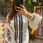 White Floral Embroidered Shirt Blouse With Lace