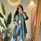 Green Embroidered Floral Lace Long Shirt