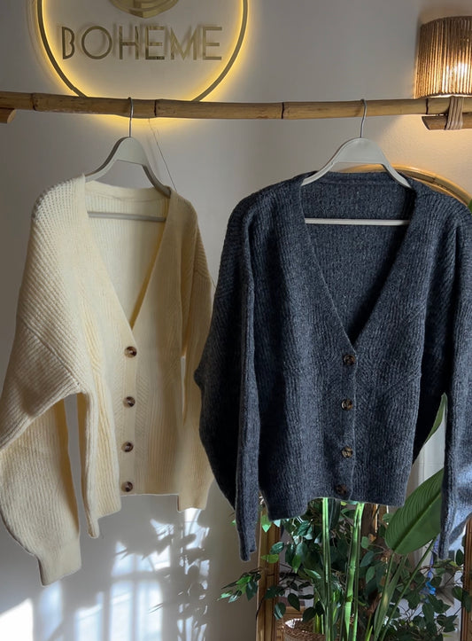 Cream Triko Cardigan
