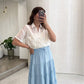Baby Blue Stripy Flowy Skirt