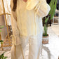 Boho Beige Embroidery Blouse With Ties
