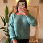 Turquoise Mohair Pullover With Silver Threads