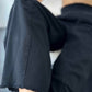 Black Elastic Waist Gabardine Pants