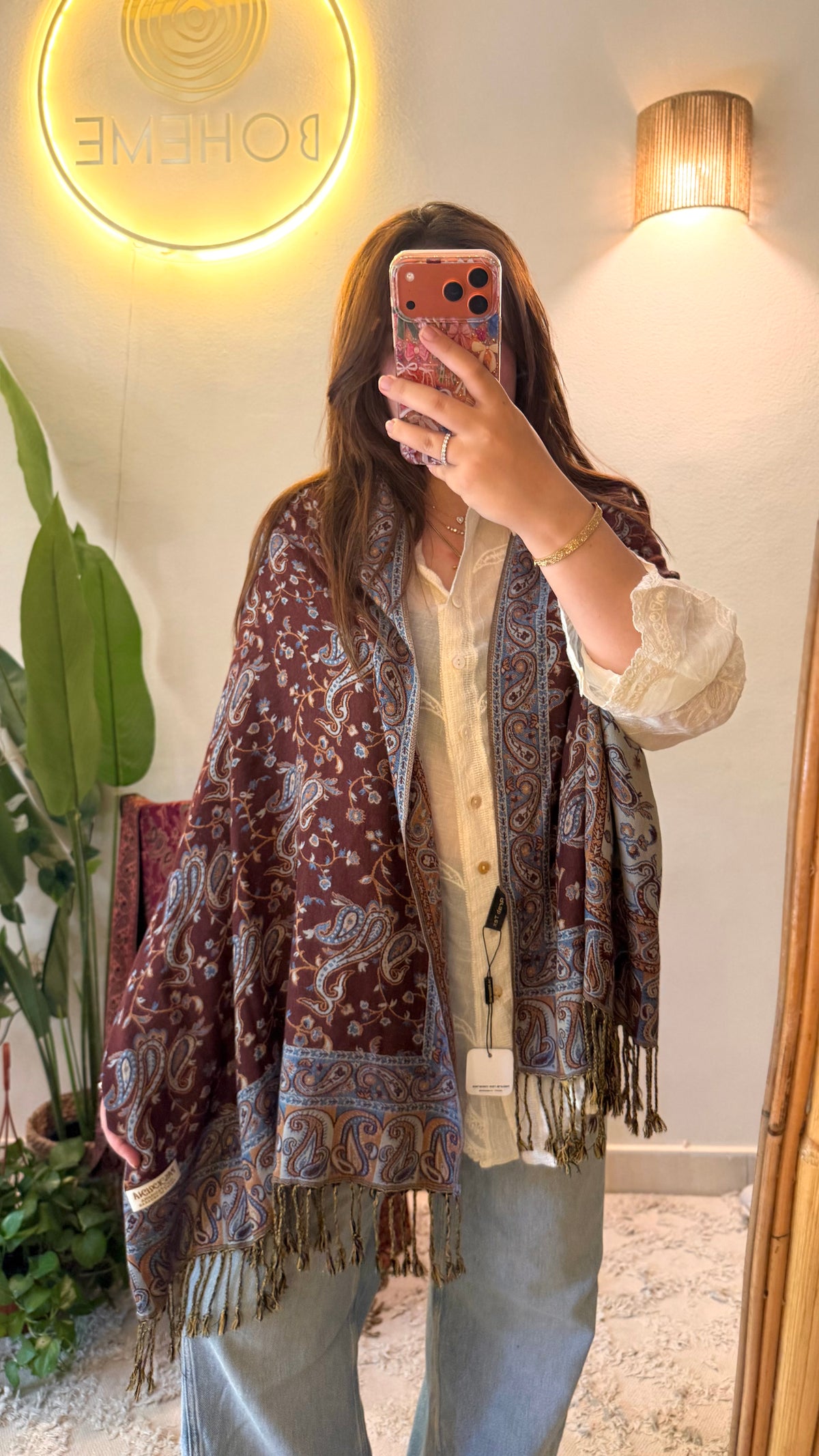 Chocolate Brown Cotton Double-Face Pashmina