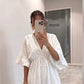 White Eyelet Embroidery Dress With Butterfly Sleeves