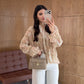 Beige Smocked Chiffon Vintage Blouse
