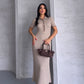 Cafe Triko Ribbed Dress With Brown Stripes