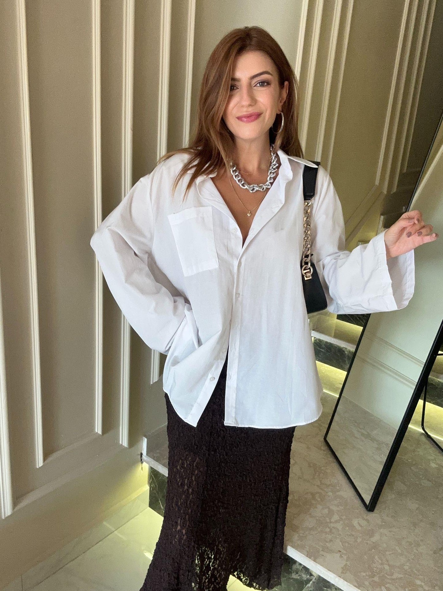 White Bell Sleeves Oversized Shirt