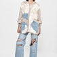 The Patchwork Linen X Denim Embroidered Jacket
