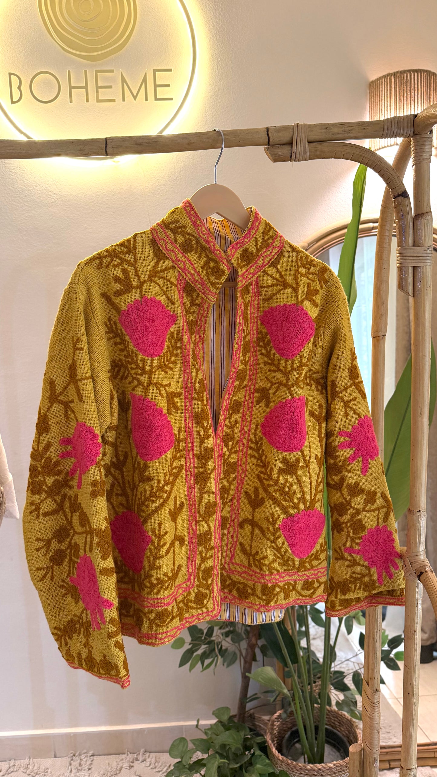 Yellow Suzani Embroidered Jacket
