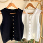 Black Vest With Golden Heart Buttons