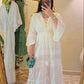 White Cut Out Maxi Dress With Bell Sleeves