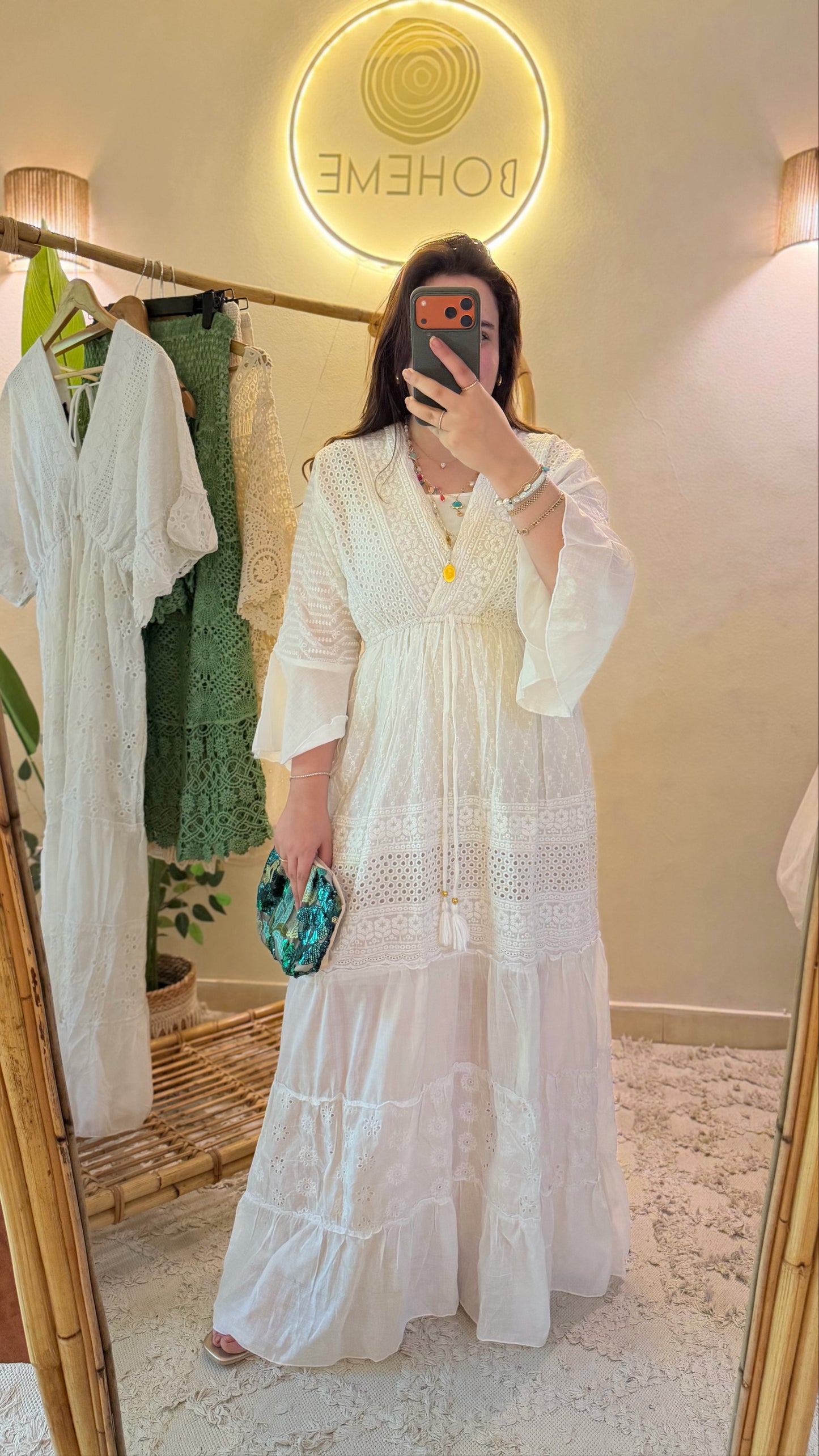 White Cut Out Maxi Dress With Bell Sleeves