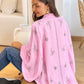 Pink Floral Bead-Embellished Kimono