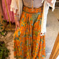Orange Paisley Satin Embroidered Skirt Pants
