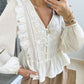 Dantel Detailed White Blouse