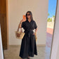 Black Linen Belted Dress