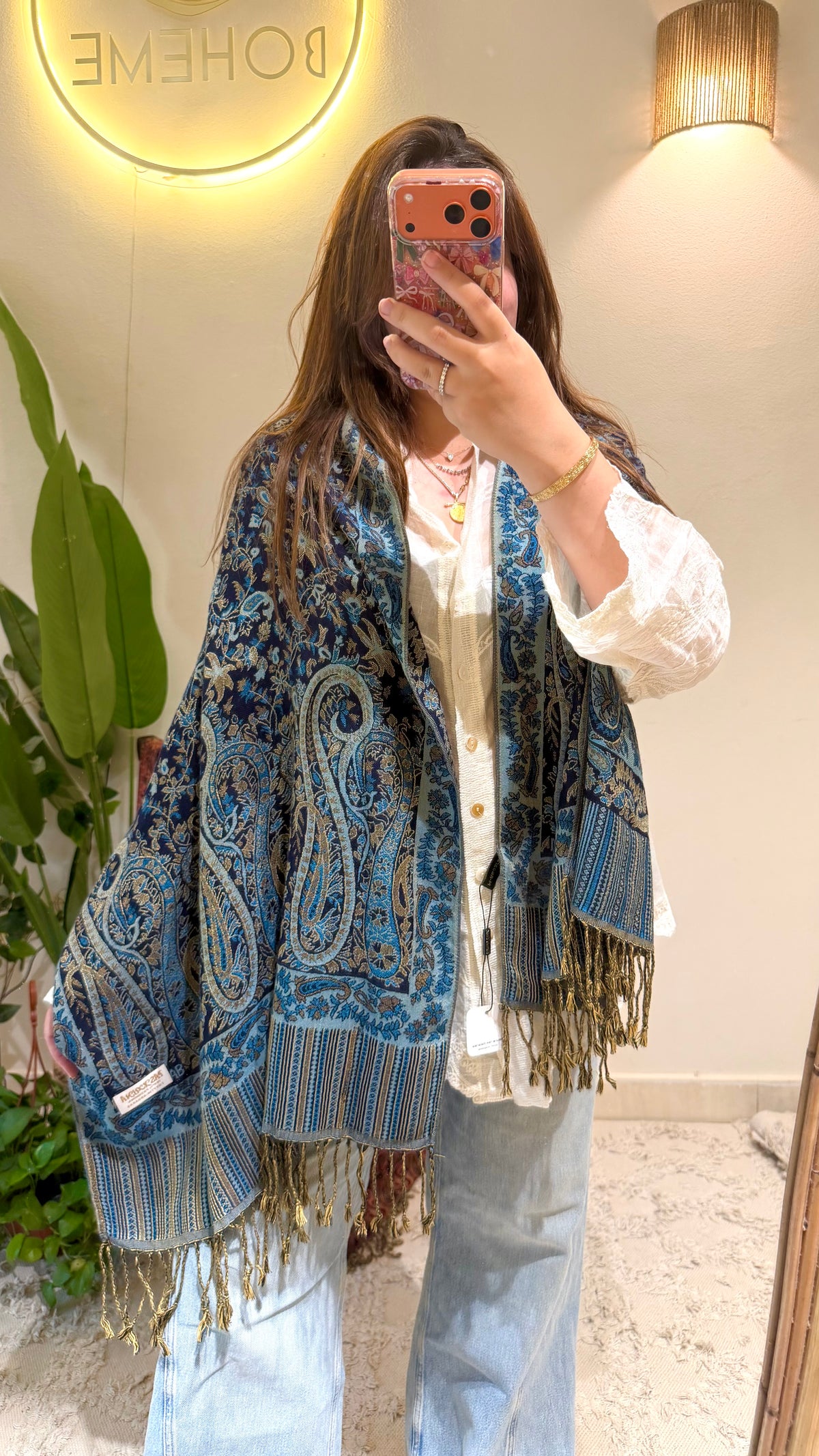 Shades of Blue Cotton Double-Face Pashmina