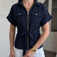 Dark Navy Zipped Belted Top