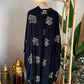 Black Boho Shirt Dress With Golden Threads Embroidery