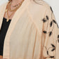 Almond X Black Leaves Embroidered Kimono