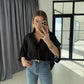 Black Oversized 3/4 Sleeve Shirt