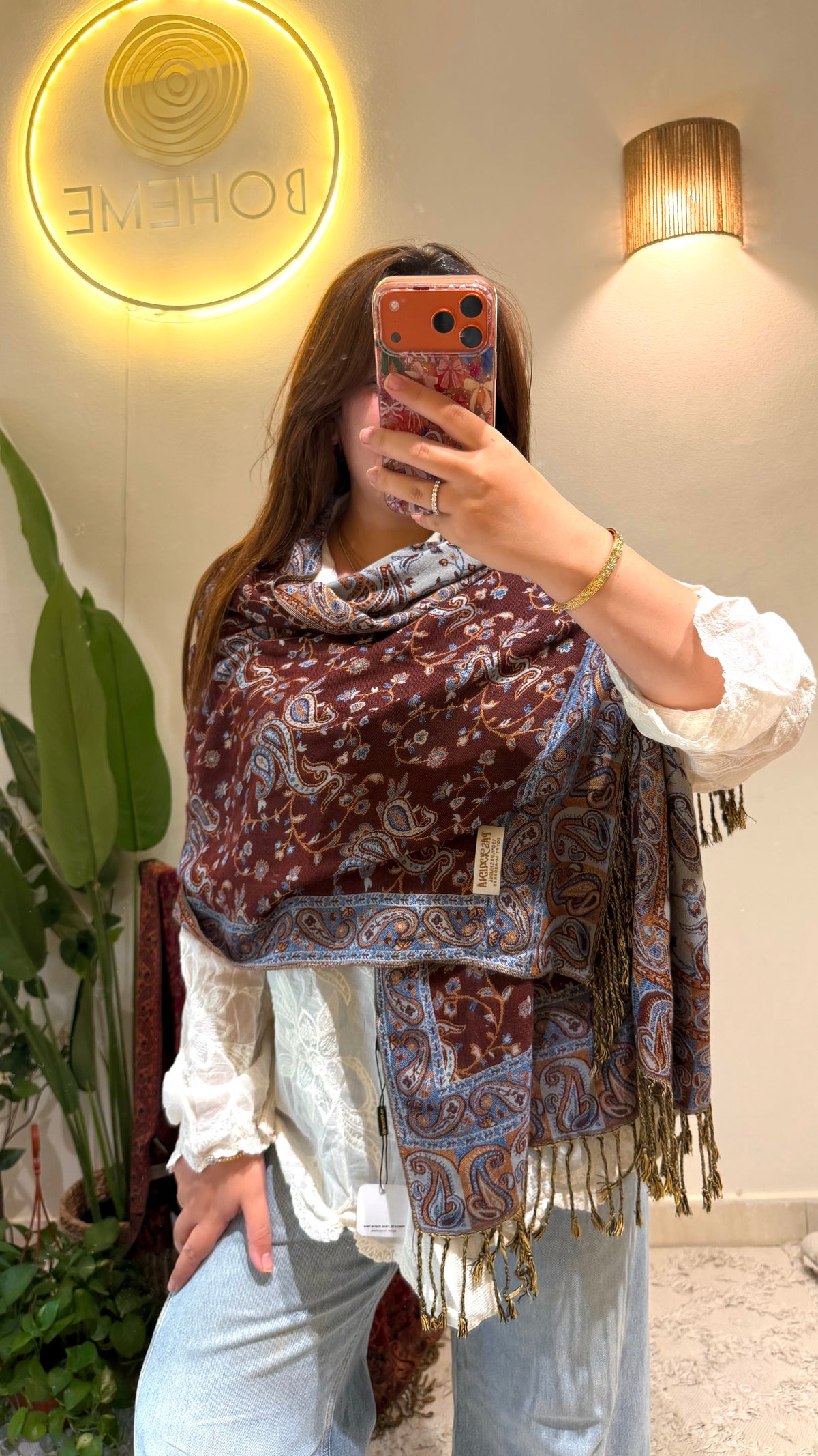 Chocolate Brown Cotton Double-Face Pashmina