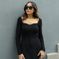 Black Heart Shape Ribbed Knit Top