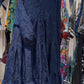 Blue Embroidered Floral Wide Dress