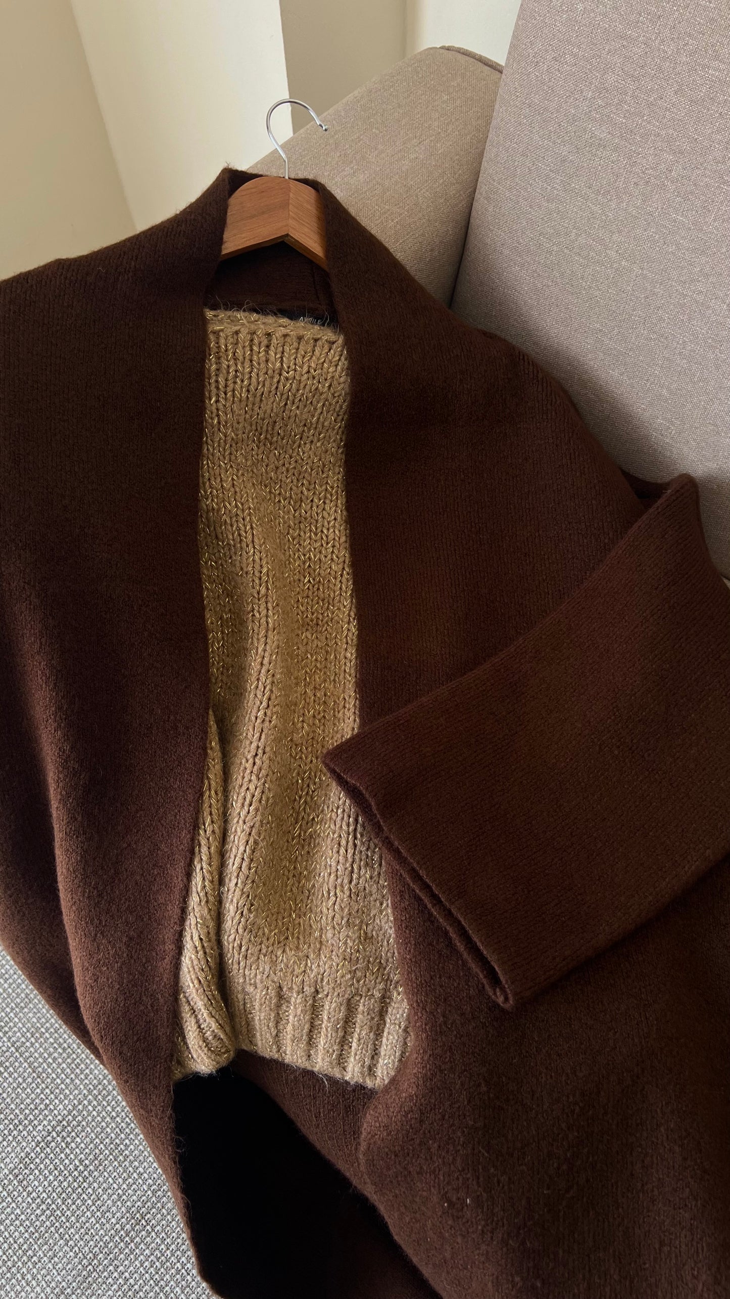 Brown Heavy Longline Coat Cardigan