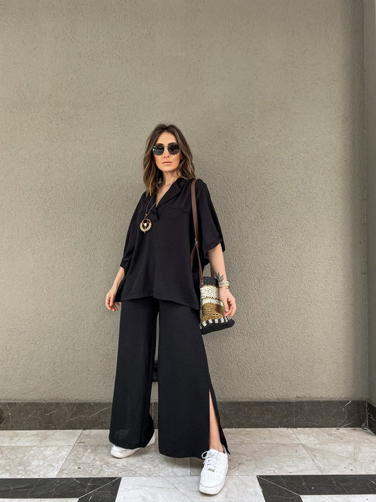 Linen Black Boho Set