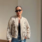 Beige Embroidered Bomber Jacket