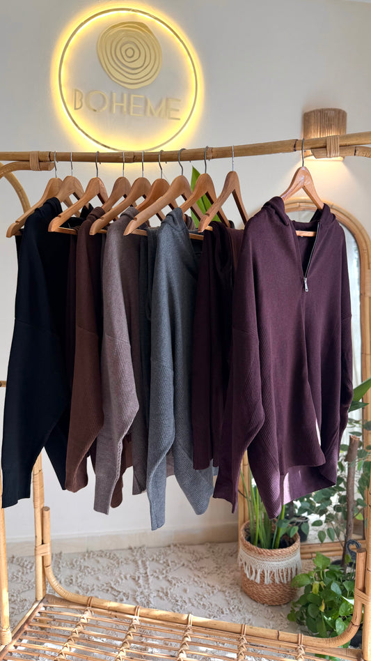 Grey Triko Double Zip-Up Hoodie Set